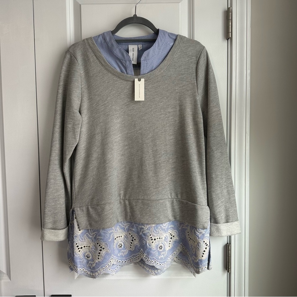 Anthropologie Guest Editor Women’s Mixed Media Sweatshirt Blouse NWT Size M